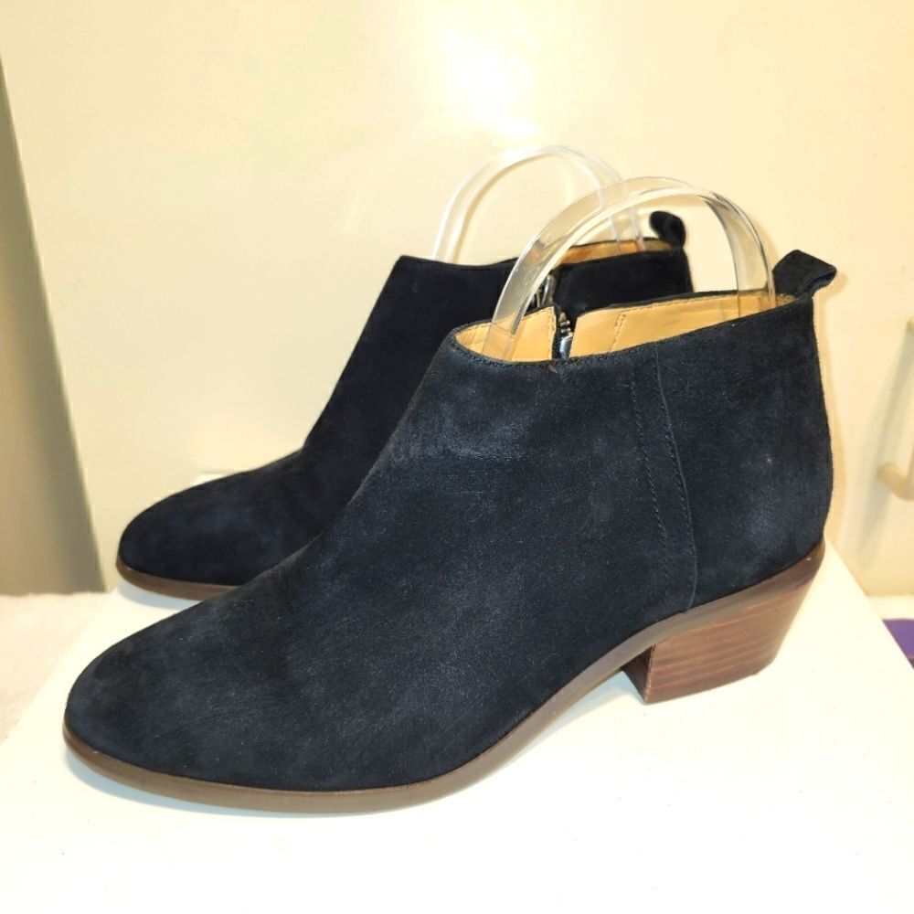 J.Crew "Sawyer" Black Suede Classic Ankle Boots Side Zip sz.7 Ret.$168